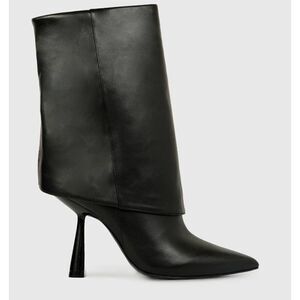 Black Suede Studio Fold Over Leather Booties Size 9.5US Angular Heel